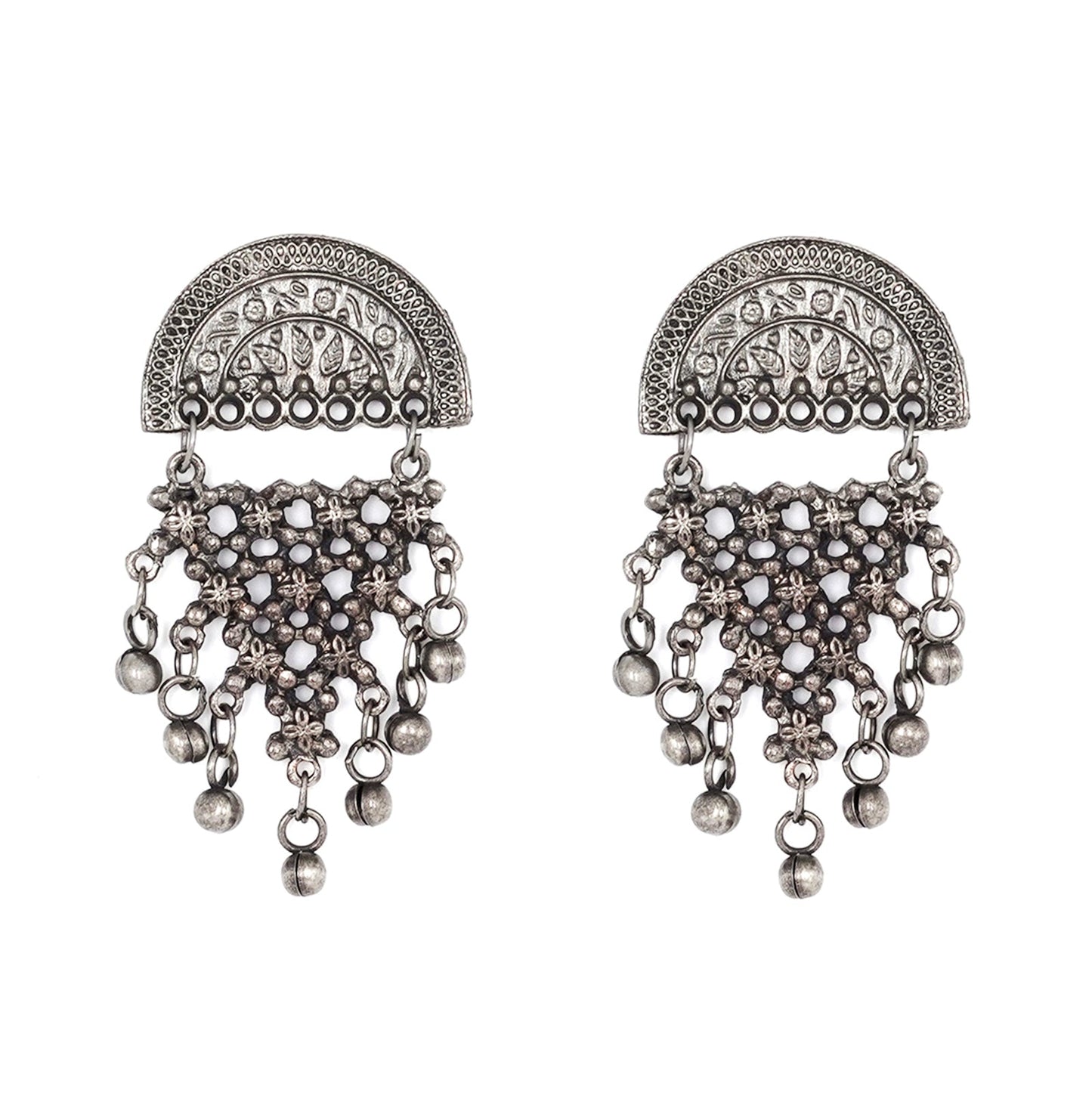 Teejh Arnika Antique Silver Polish Ghungroo Earrings