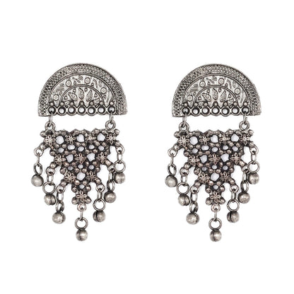 Teejh Arnika Antique Silver Polish Ghungroo Earrings