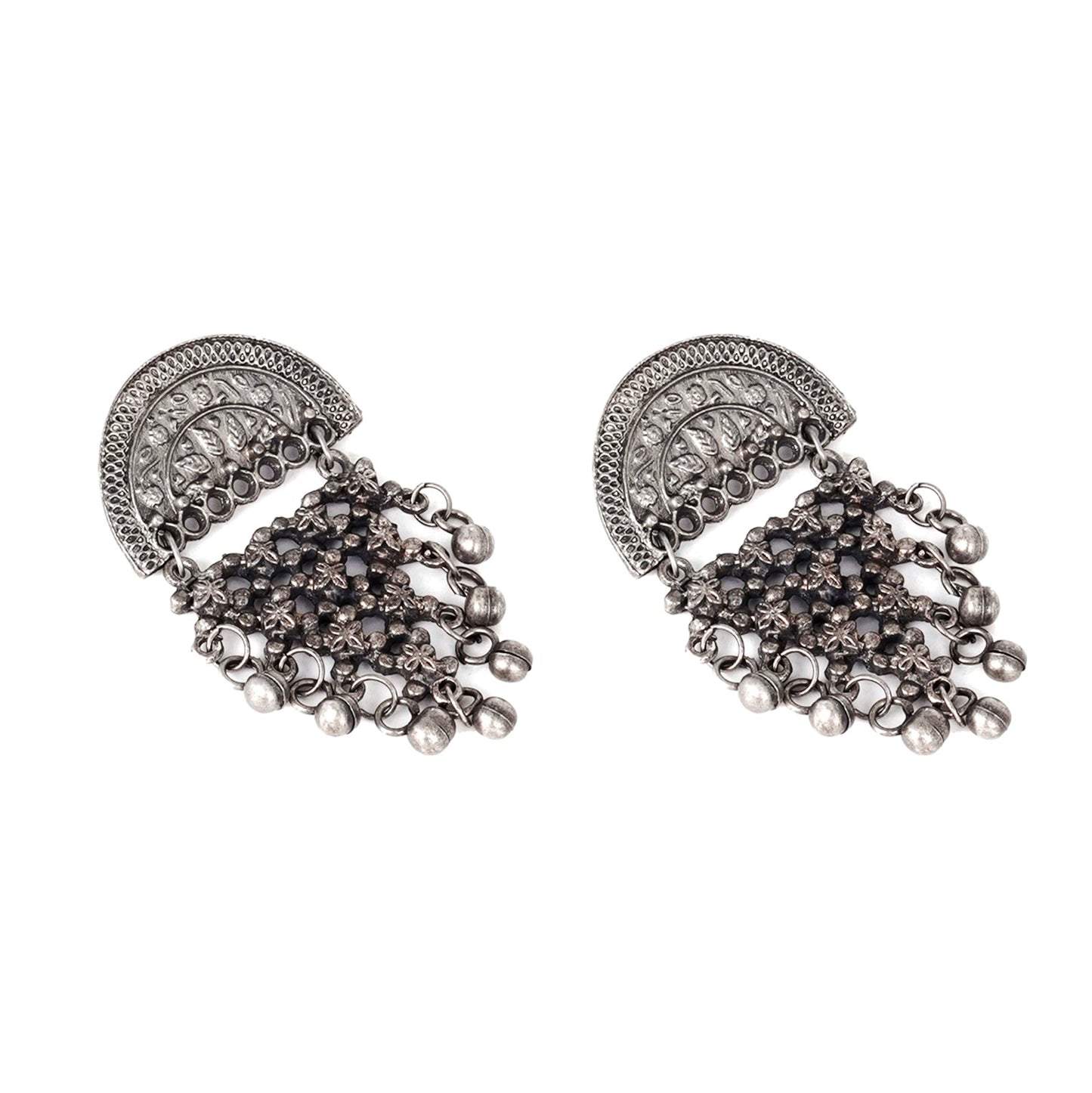 Teejh Arnika Antique Silver Polish Ghungroo Earrings