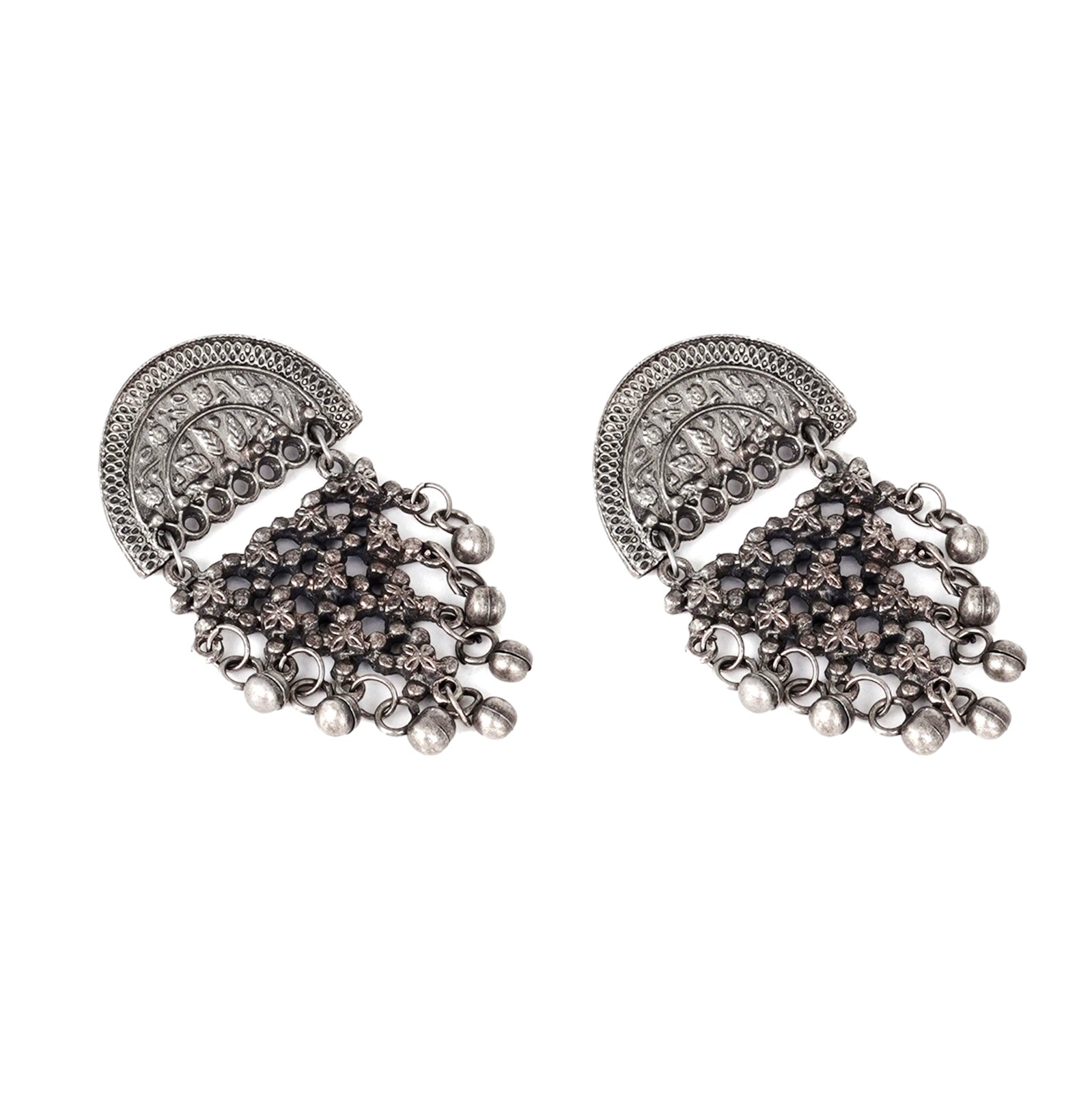 Teejh Arnika Antique Silver Polish Ghungroo Earrings
