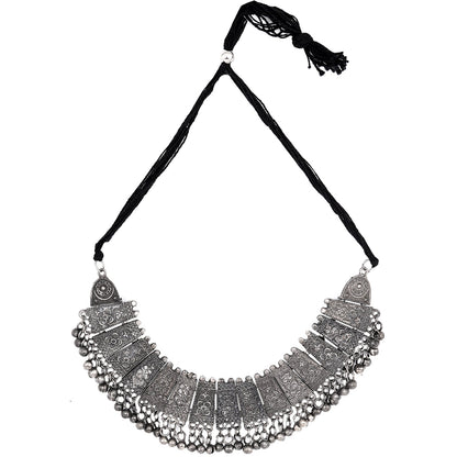 Teejh Mihira Silver Oxidised Choker Necklace Set