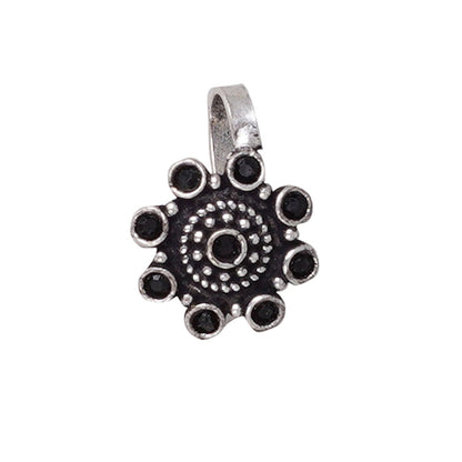 Teejh Aagamya Black Stone Silver Oxidised Nose Pin