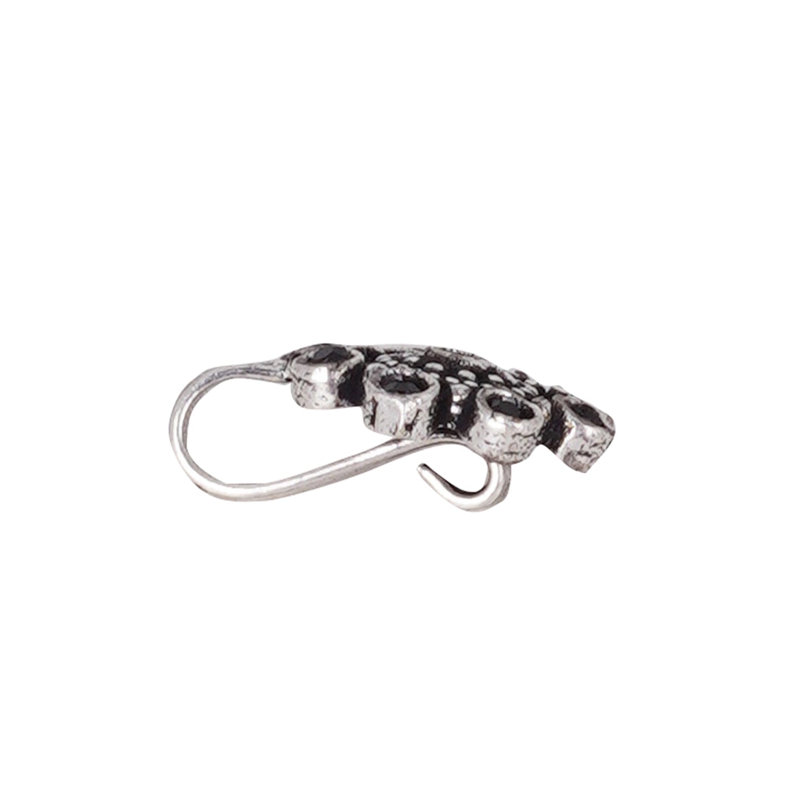 Teejh Aagamya Black Stone Silver Oxidised Nose Pin