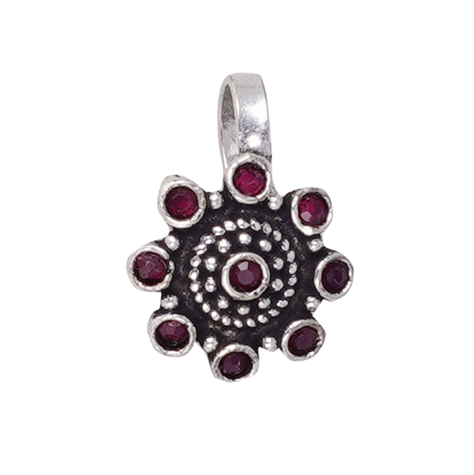 Teejh Aagamya Red Stone Silver Oxidised Nose Pin