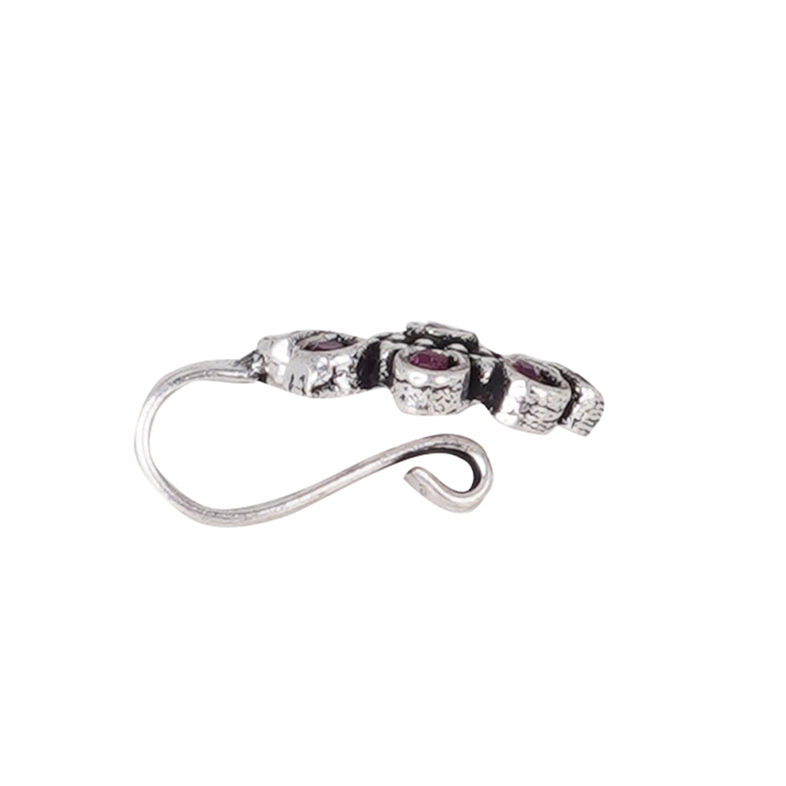 Teejh Aagamya Red Stone Silver Oxidised Nose Pin