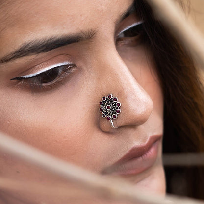 Teejh Soumya Red Stone Nose Pin
