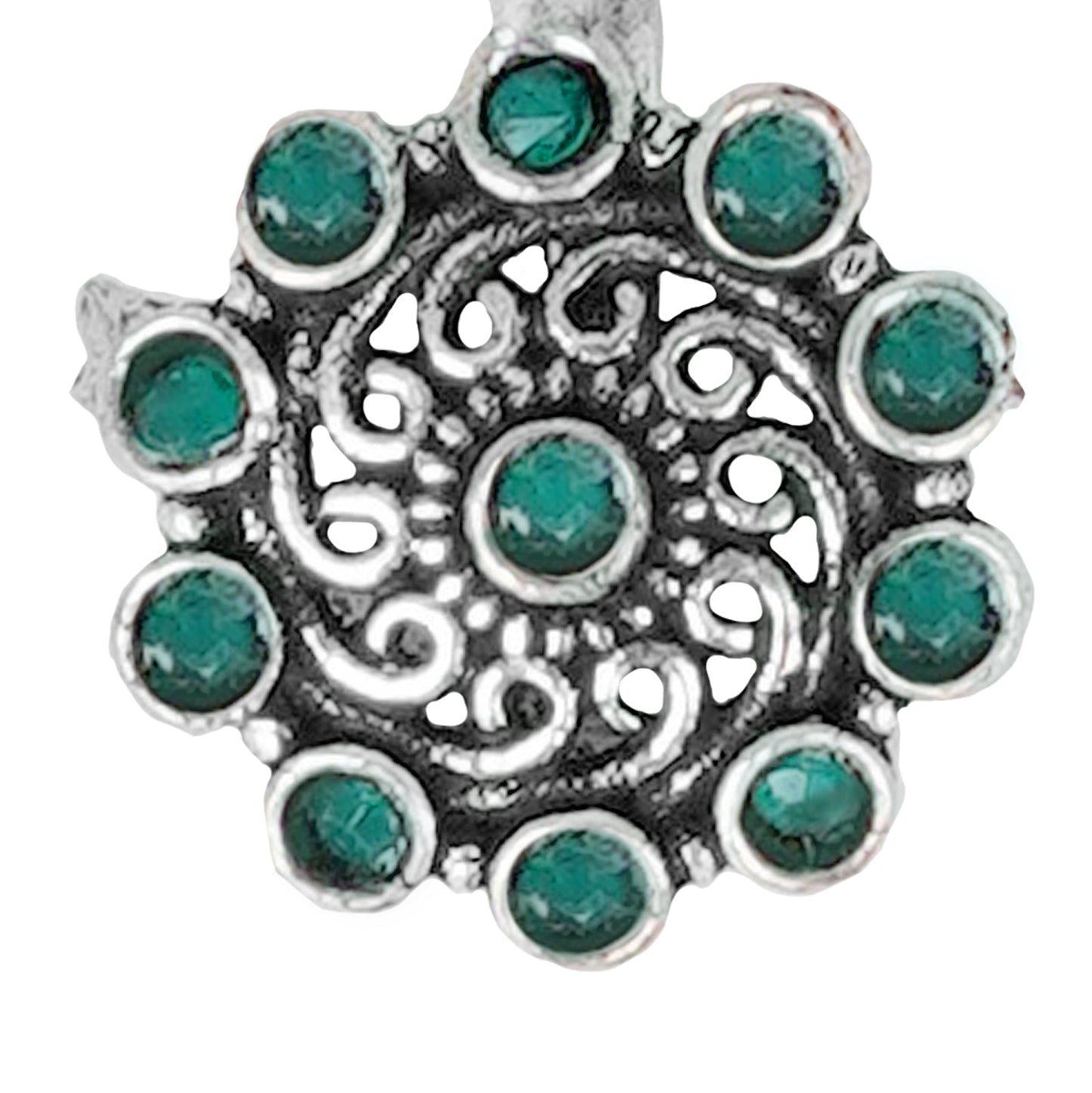 Teejh Soumya Green Stone Nose Pin