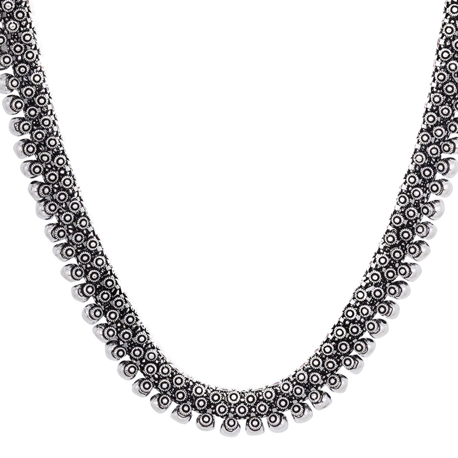 Teejh Aanshi Long Silver Oxidised Necklace