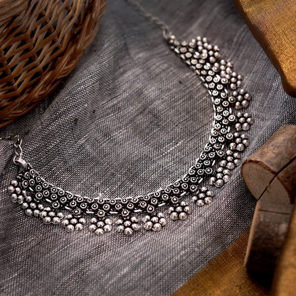 Teejh Praanvi Silver Oxidised Choker Necklace