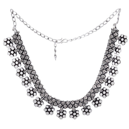 Teejh Praanvi Silver Oxidised Choker Necklace