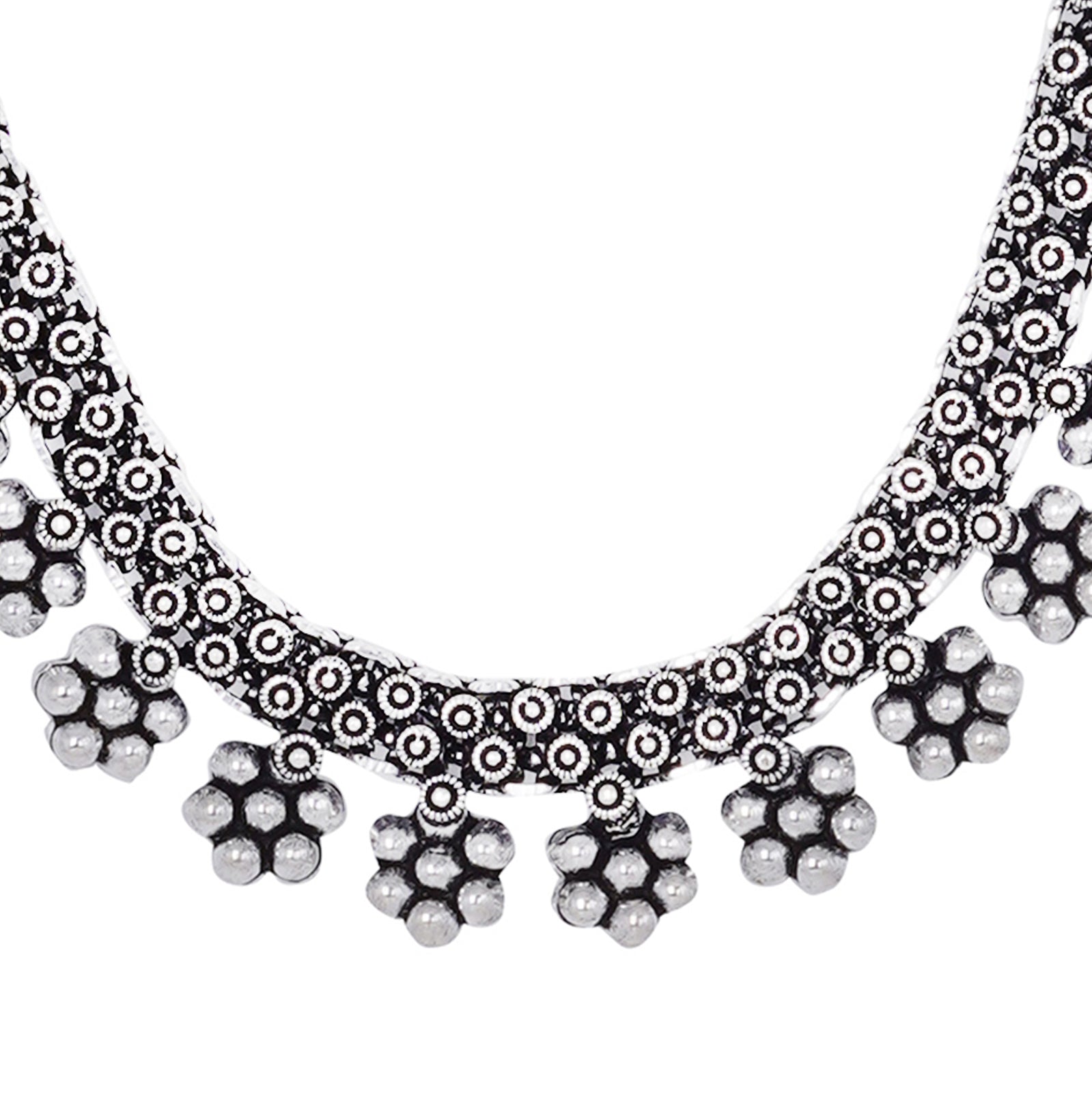 Teejh Praanvi Silver Oxidised Choker Necklace