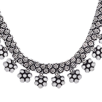 Teejh Praanvi Silver Oxidised Choker Necklace