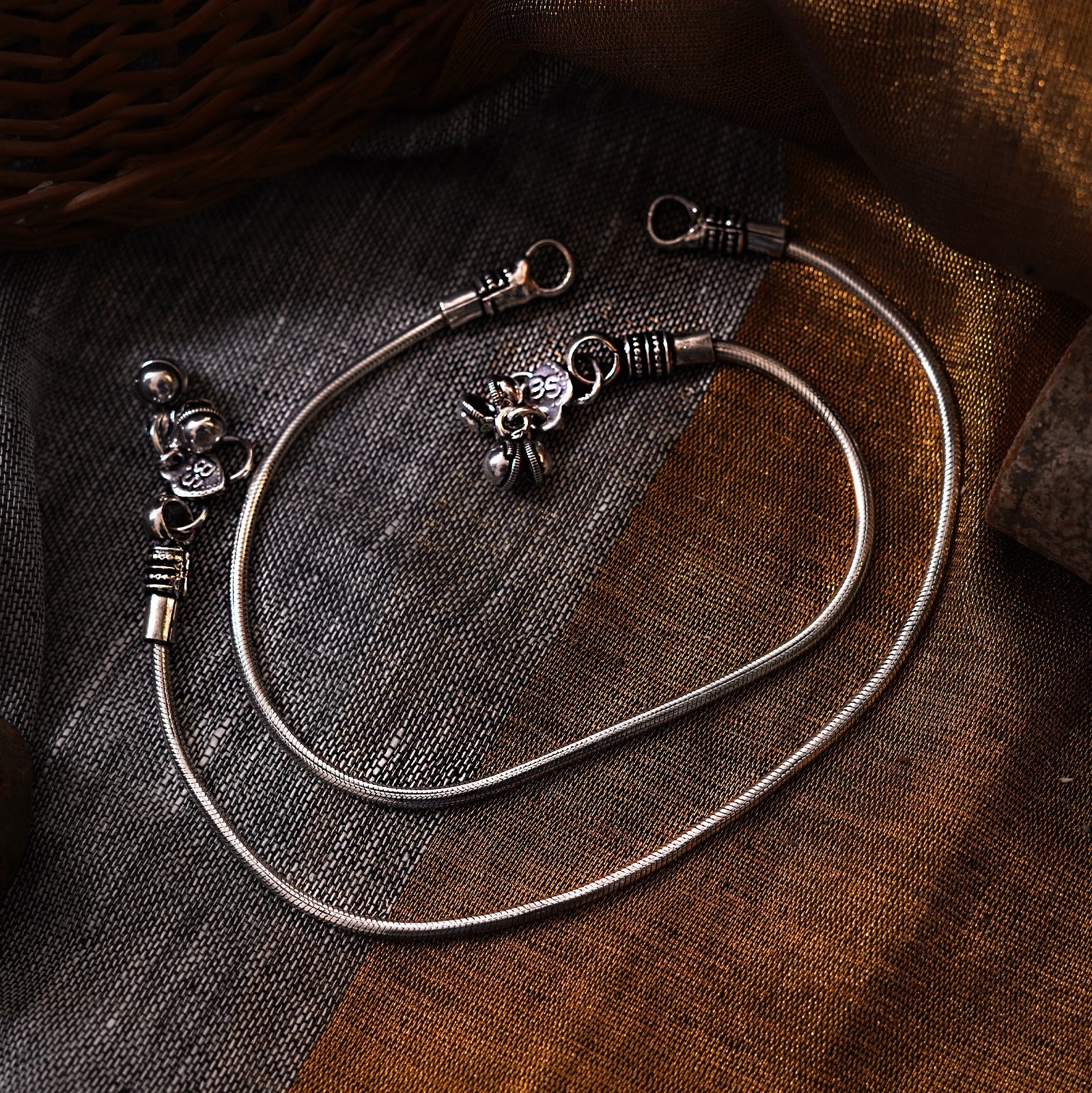 Teejh Ruhaani Silver Anklets
