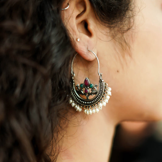 Teejh Saara Floral Multicolored Hoop Earrings