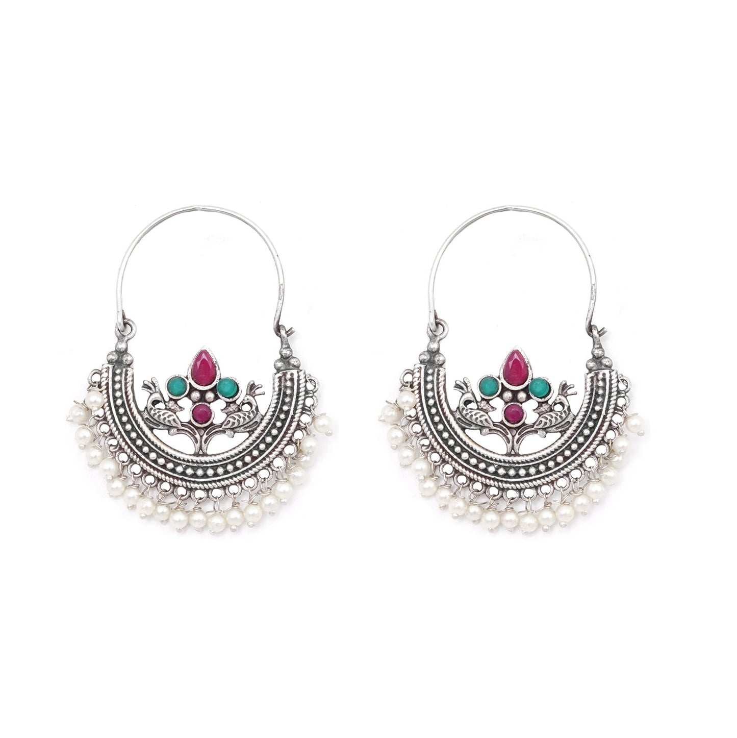 Teejh Saara Floral Multicolored Hoop Earrings