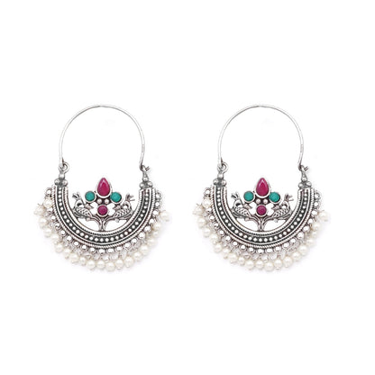 Teejh Saara Floral Multicolored Hoop Earrings