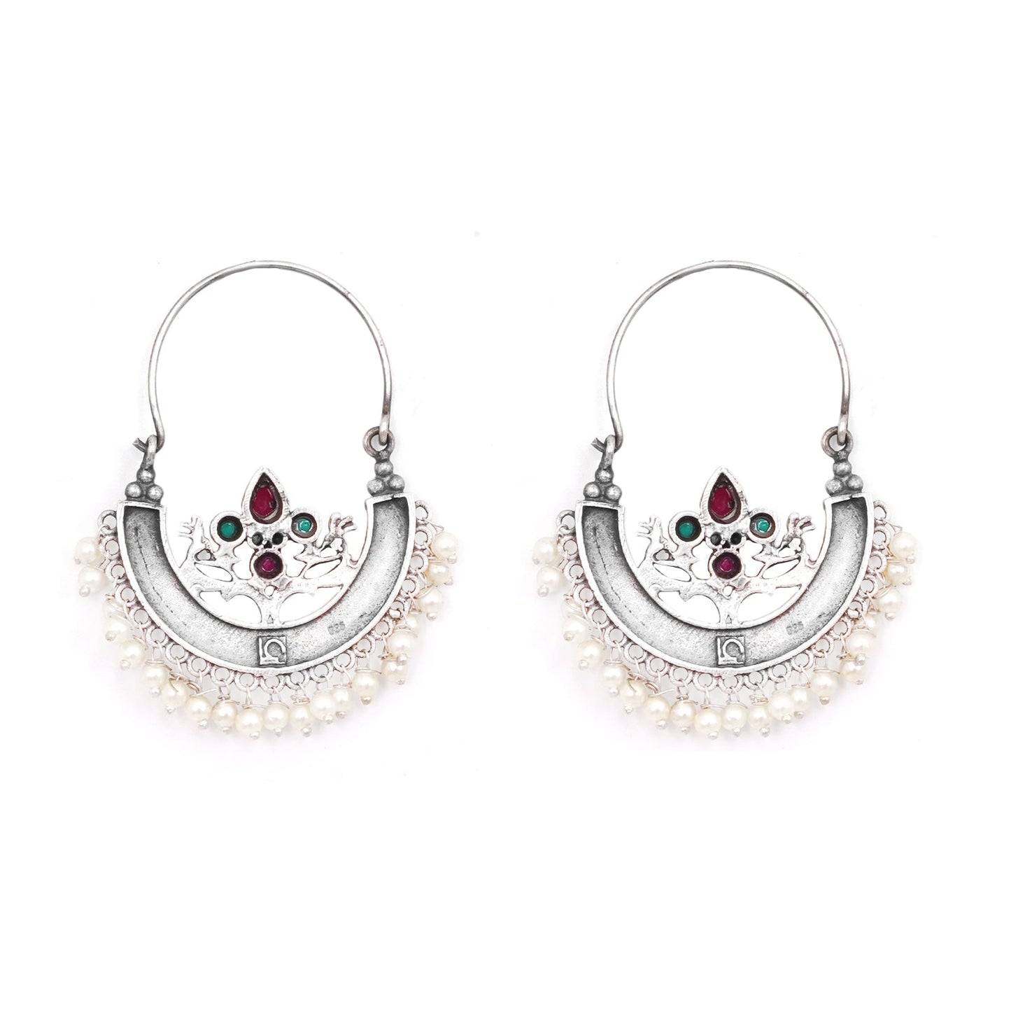 Teejh Saara Floral Multicolored Hoop Earrings
