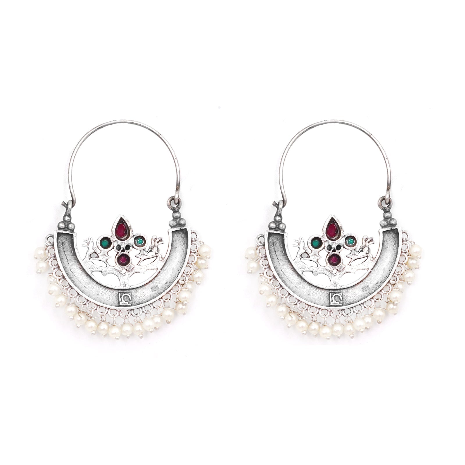 Teejh Saara Floral Multicolored Hoop Earrings