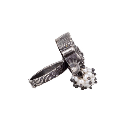 Teejh Navika Tribal Silver Oxidised Ring