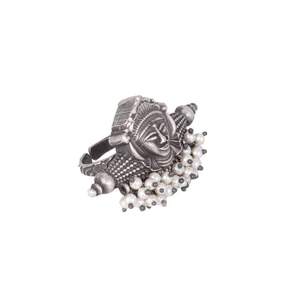 Teejh Navika Tribal Silver Oxidised Ring