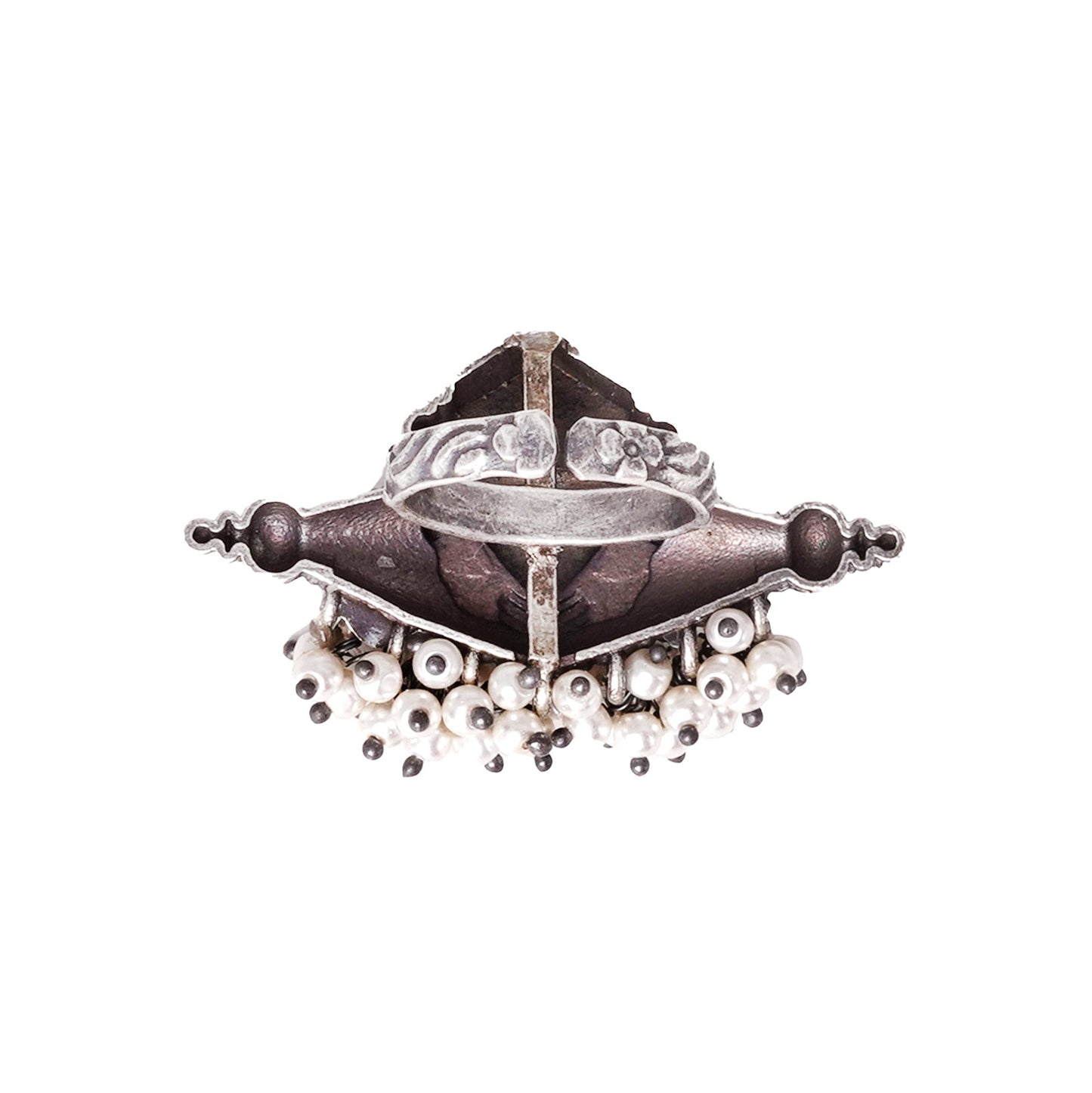Teejh Navika Tribal Silver Oxidised Ring
