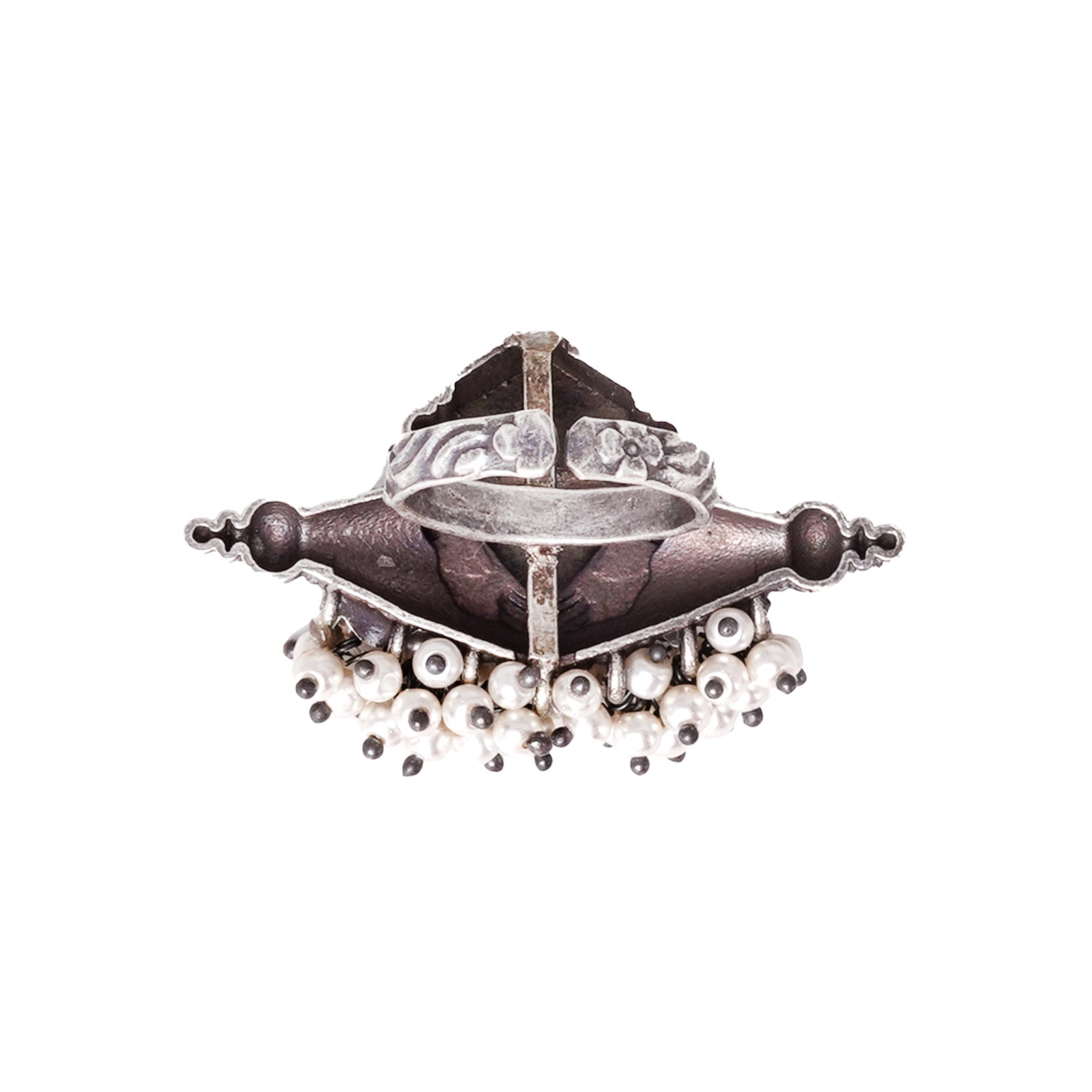 Teejh Navika Tribal Silver Oxidised Ring
