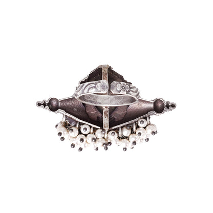 Teejh Navika Tribal Silver Oxidised Ring