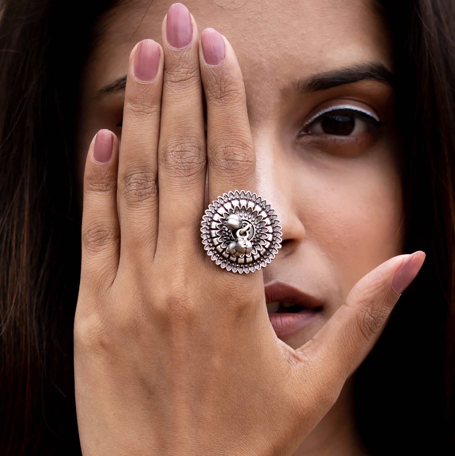 Teejh Loukya Silver Oxidised Ring