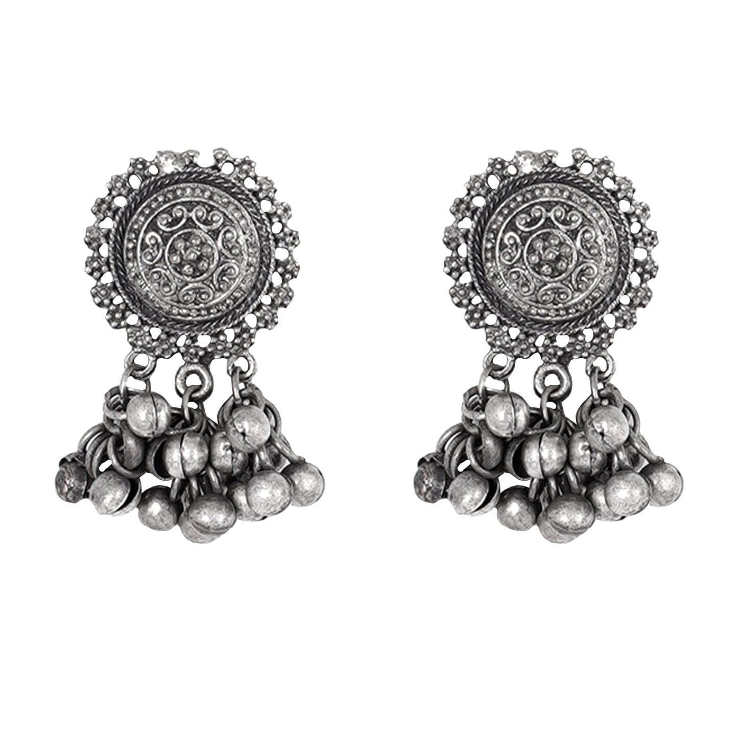 Teejh Kiva Silver Oxidised Ghungroo Necklace Set