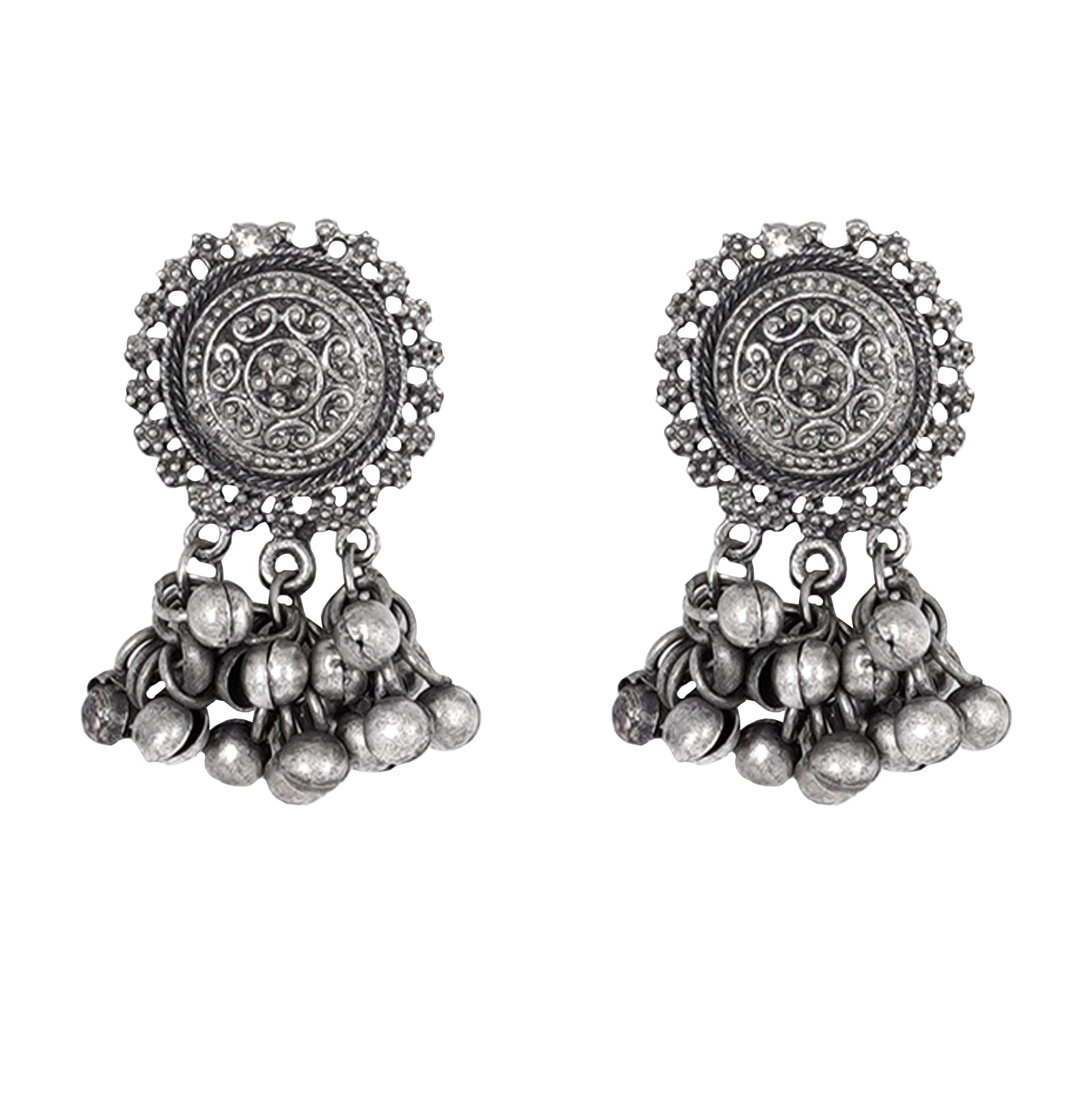 Teejh Kiva Silver Oxidised Ghungroo Necklace Set
