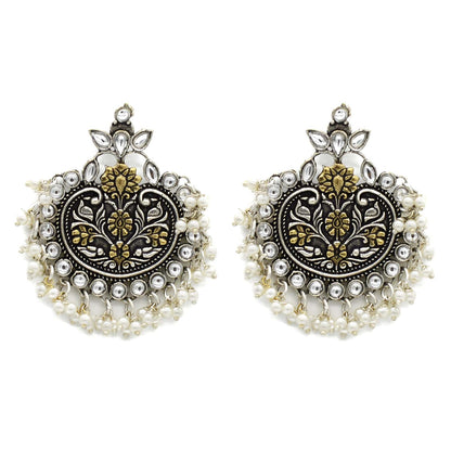 Dual tone Pearl Chandbali Earrings - Teejh