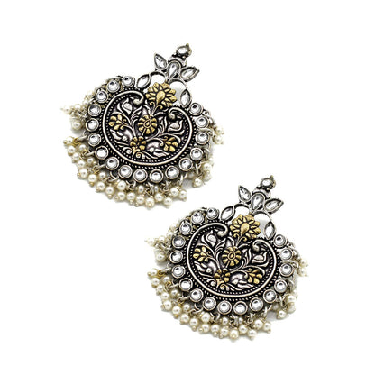 Dual tone Pearl Chandbali Earrings - Teejh
