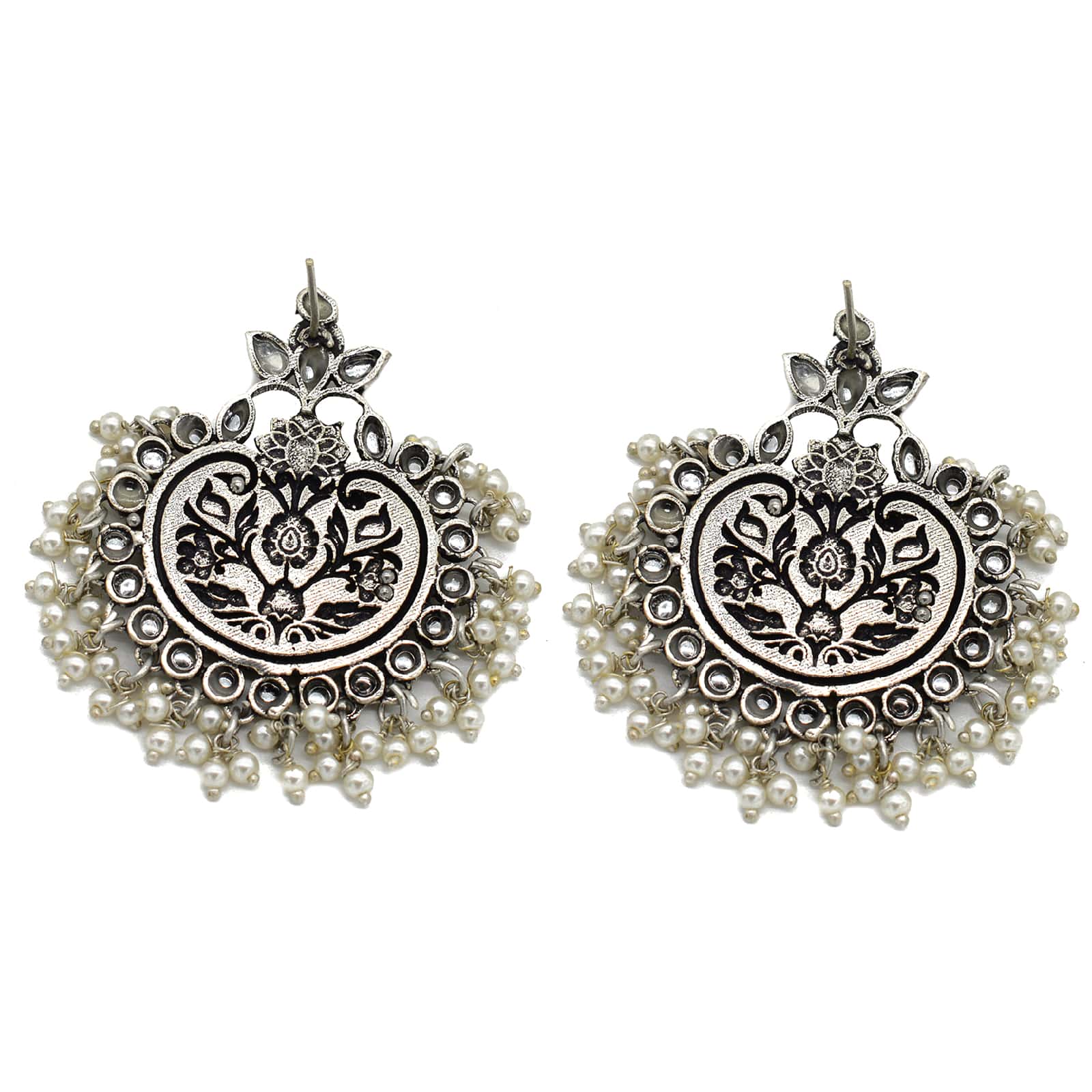 Dual tone Pearl Chandbali Earrings - Teejh