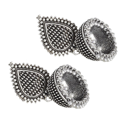 Teejh Anukriti Leaf Silver Oxidised Jhumki