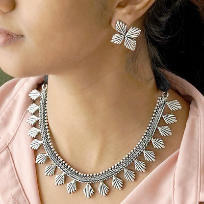 Teejh Aaloka Silver Oxidised  Choker Necklace Set