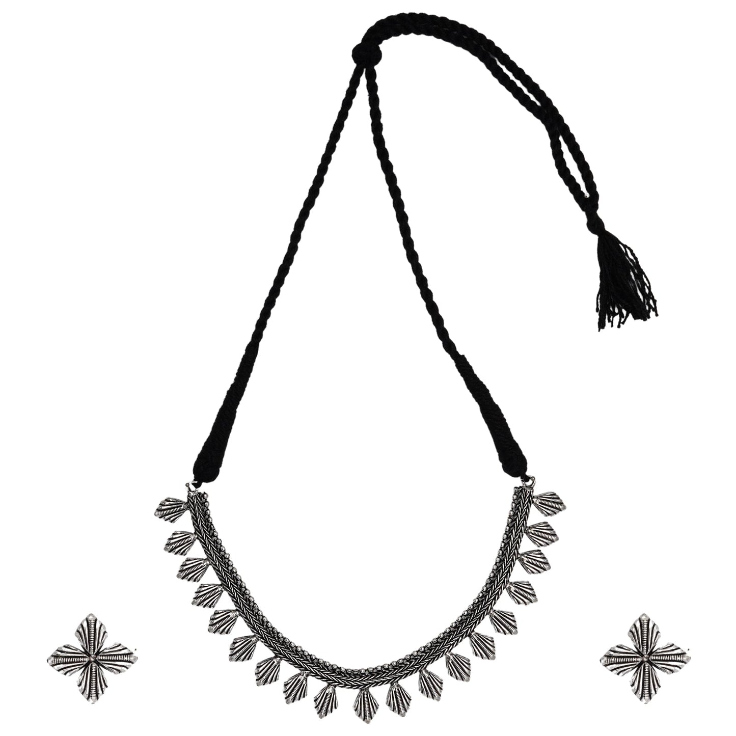 Teejh Aaloka Silver Oxidised  Choker Necklace Set