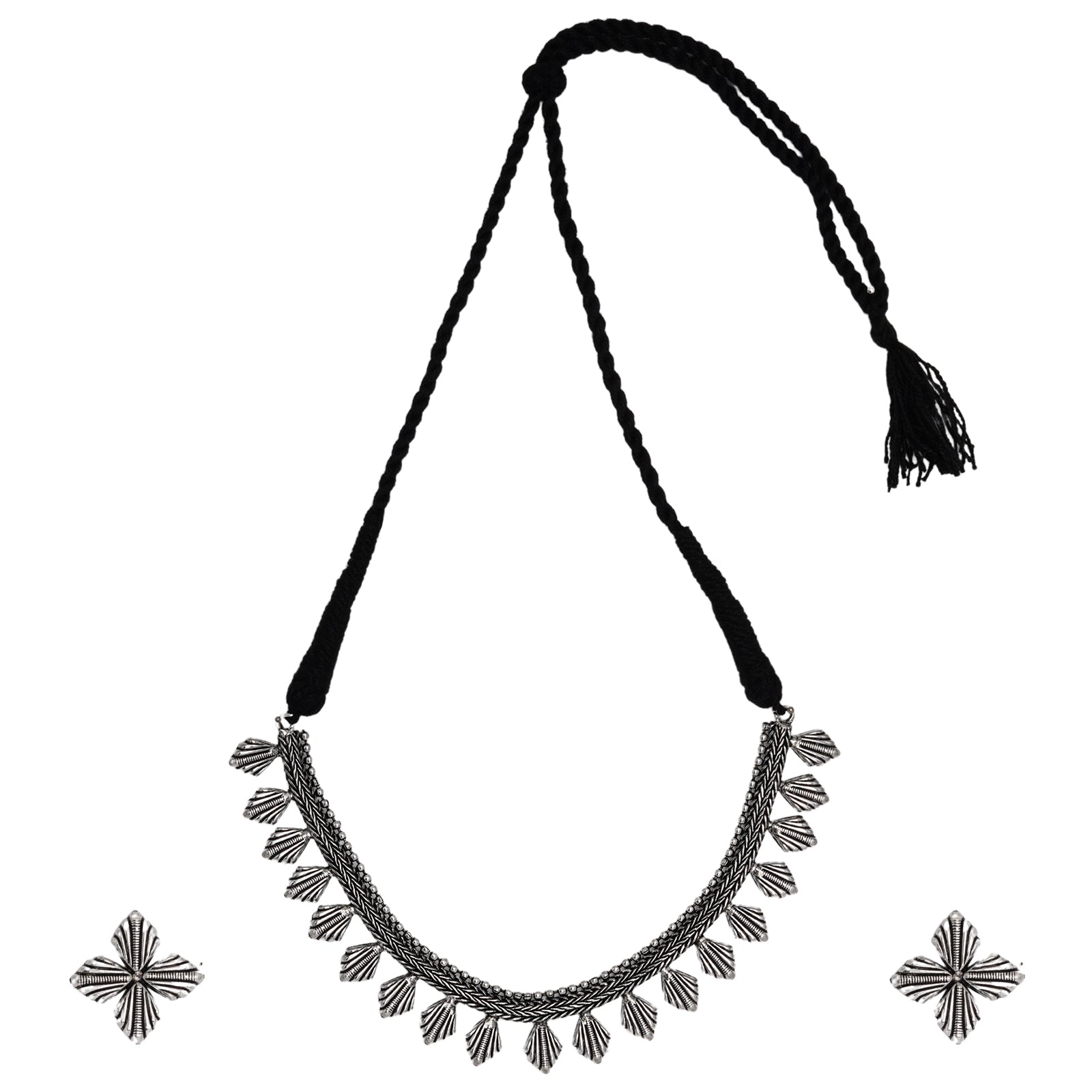 Teejh Aaloka Silver Oxidised  Choker Necklace Set