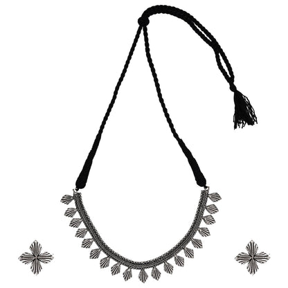 Teejh Aaloka Silver Oxidised  Choker Necklace Set