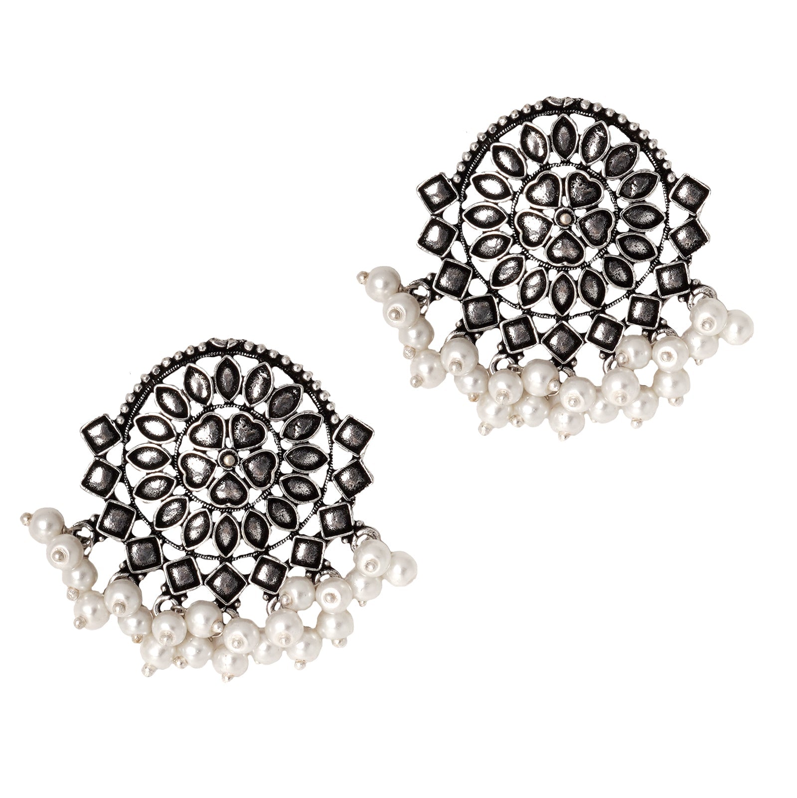 Teejh Laasya Silver Oxidised Necklace Set