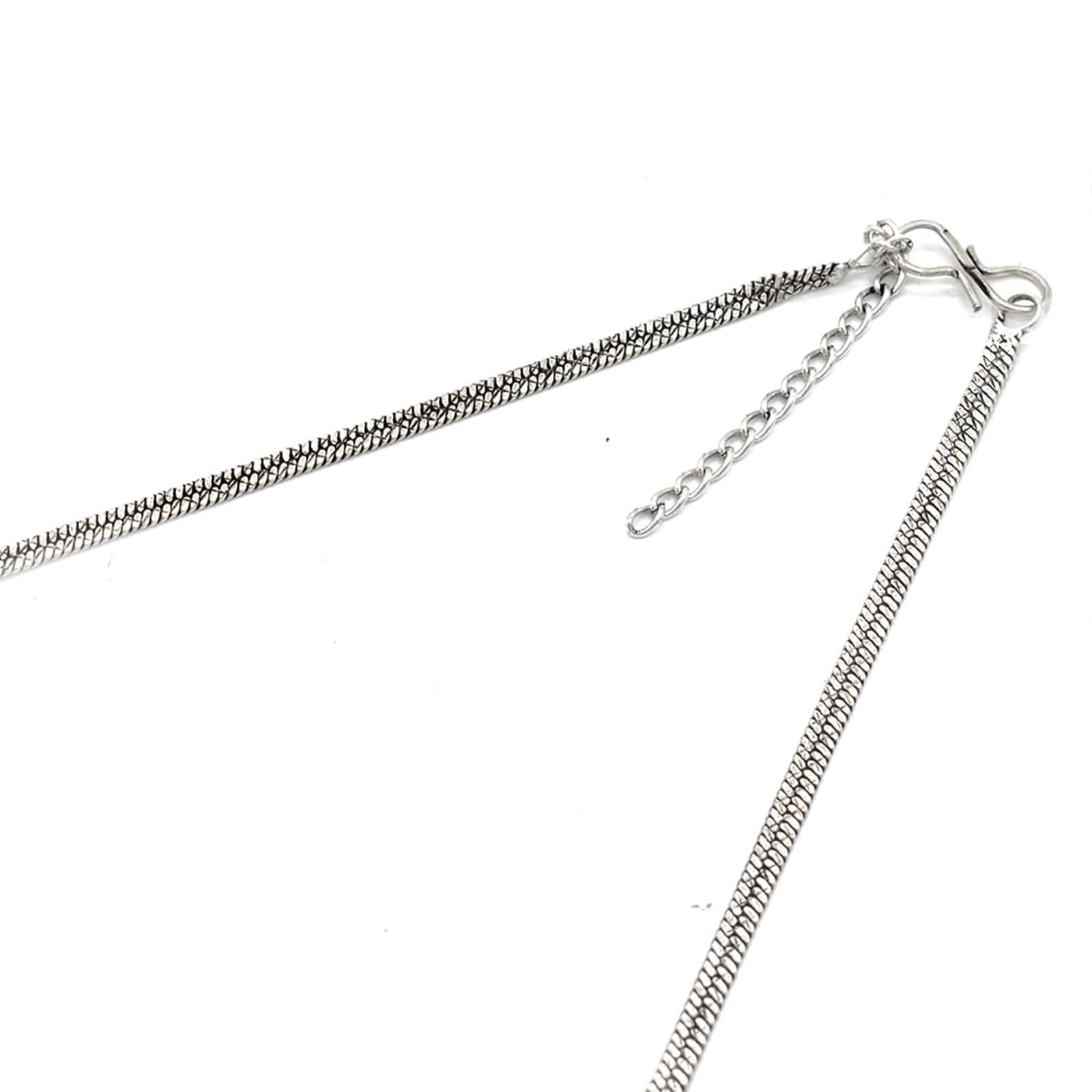 Ekladh Red Stone Silver Pearl Necklace Set - Teejh