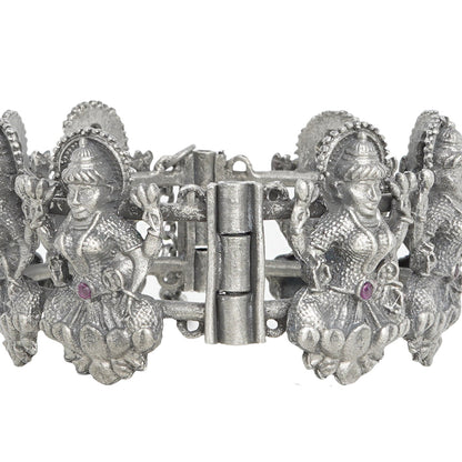 Teejh Sudha Red Stone Silver Oxidised Bangle