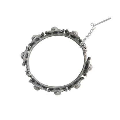 Teejh Sudha Red Stone Silver Oxidised Bangle