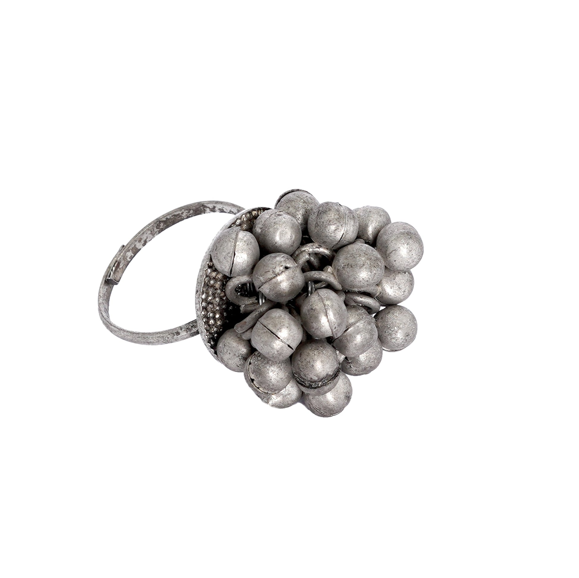 Teejh Selvi Ghungroo Silver Oxidised Ring