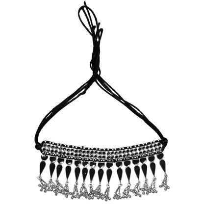 Teejh Adhira Black Silver Oxidised  Choker Necklace