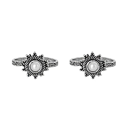 Teejh Aashvi White Silver Oxidised Toe Rings