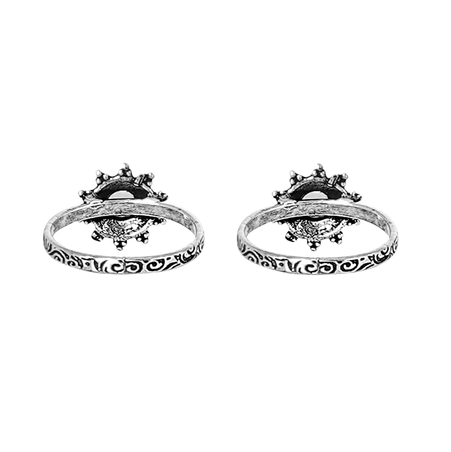 Teejh Aashvi White Silver Oxidised Toe Rings