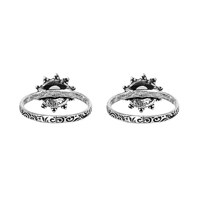 Teejh Aashvi White Silver Oxidised Toe Rings