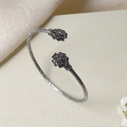 Teejh Sanyata Silver Oxidised Floral Bracelet