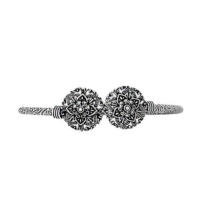 Teejh Akansha Silver Oxidised Floral Bracelet