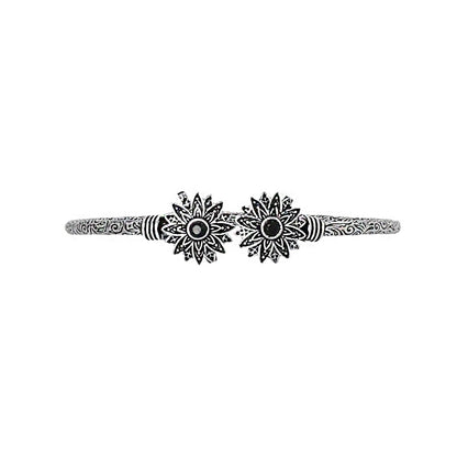 Teejh Manju Silver Oxidised Floral Bracelet